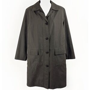 Gallery Women's Coat Small Gray Zip Button Front Long Jacket Pockets Y2K